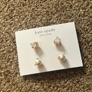 Kate Spade Gold and Pearl Earring Duo